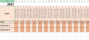 Excel planning met weeknummer horizontaal 2021 – tools voor managers